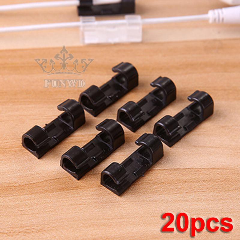 20pcs Self Stick Wire Cord Clips Clamp Table Organizer