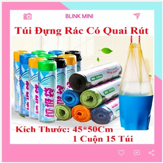 Túi đựng rác sinh học có quai rút biclean tự phân hủy bảo vệ môi trường 1 cuộn 15 túi
