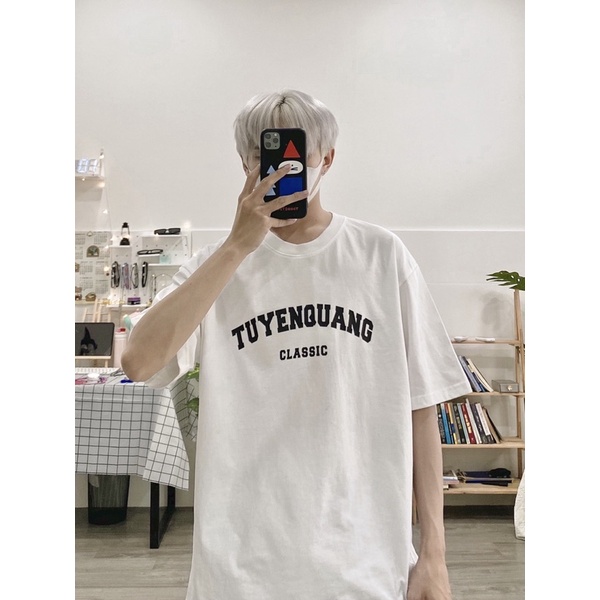 Áo thun tay lỡ tỉnh tuyên quang kèm ảnh thật gó 3 màu đen/trắng/tím