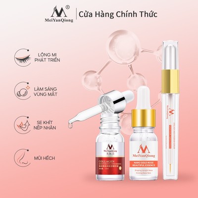 MeiYanQiong Bộ chăm sóc mắt với tinh chất thảo mộc dài mi 3ml/ dưỡng da mũi săn chắc 10ml/ collagen chống lão hóa 12ml