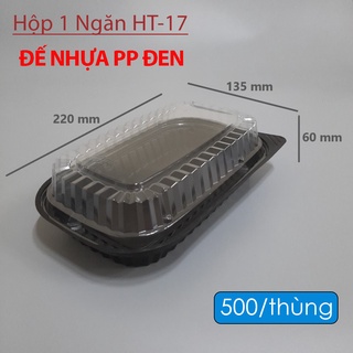 Hộp nhựa đế đen nắp trong ht17 dùng 1 lần - hộp đựng thực phẩm, cơm, mì ý, salad - fides