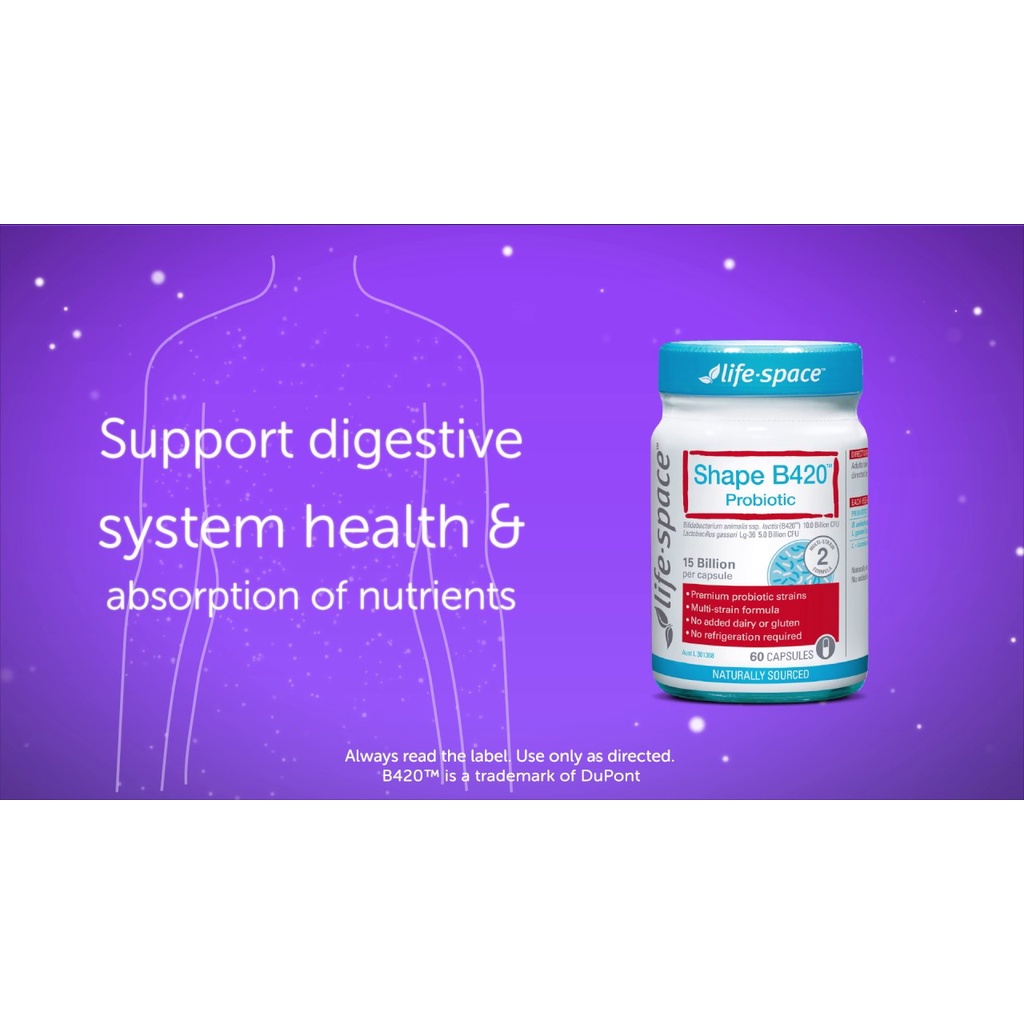 Viên uống men vi sinh hỗ trợ tiêu hóa và kiểm soát cân nặng Life space shape b420 probiotic 60 viên Úc