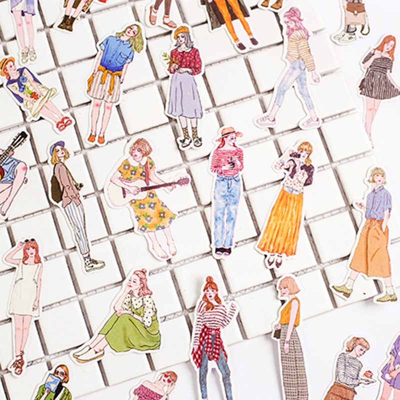 Set 100 Miếng Dán Hoạt Hình Phong Cách Vintage Dùng Trang Trí Sổ Tay DIY