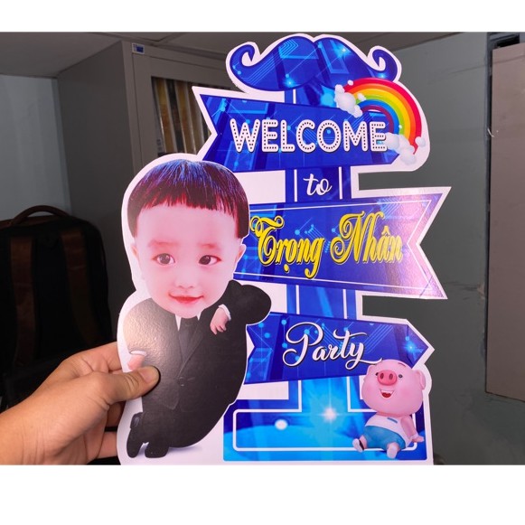 Ảnh Chibi Cho Bé Và Cây Welcome Trang Trí Sinh Nhật, Trang Trí Thôi Nôi ABSHOP COM VN