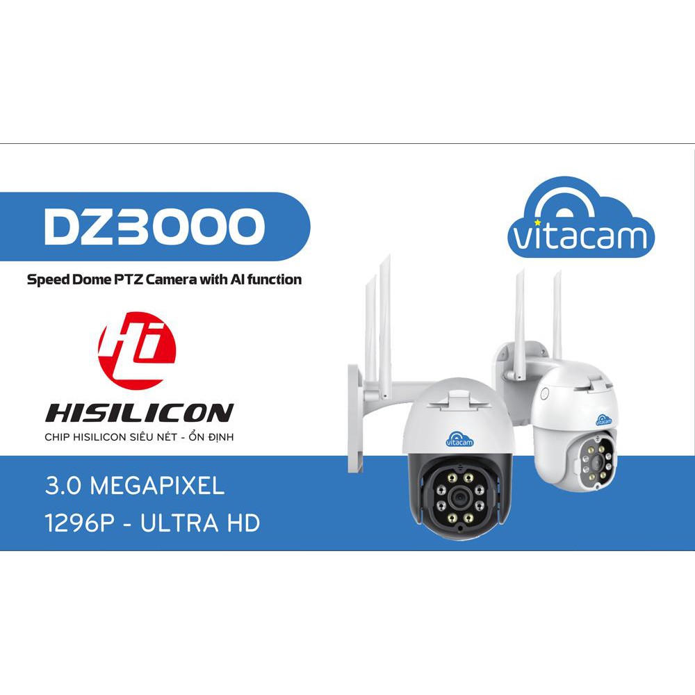 CAMERA NGOÀI TRỜI VITACAM DZ3000 PTZ XOAY 355 ĐỘ, 3.0 MPX 1296P ULTRA HD HÌNH ẢNH SIÊU NÉT