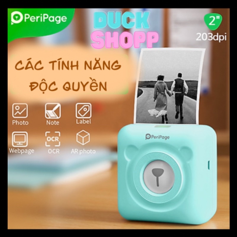 Máy in nhiệt mini dễ thương hình con gấu chính hãng peripage