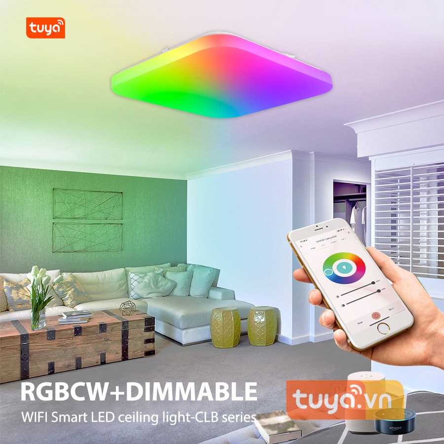 Đèn Trang Trí Cao Cấp Ốp Trần Đổi Màu Theo Nhạc Wifi Tuya SHP-HUE9
