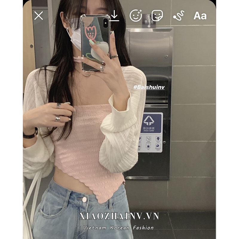 Xiaozhainv Áo Khoác Cardigan Dệt Kim Tay Dài Chống Nắng Thanh Lịch Thời Trang Cho Nữ