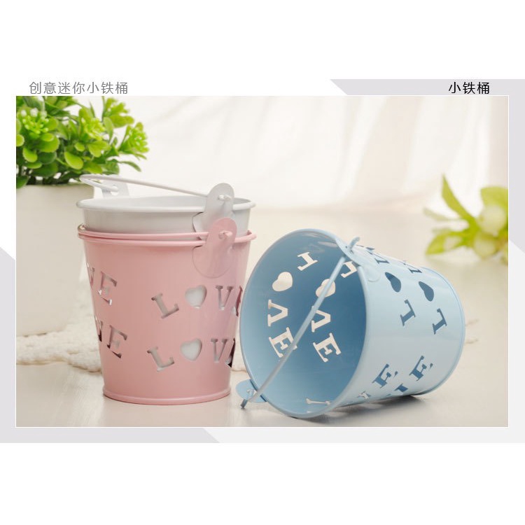 Xô sắt mini decor góc nhỏ siêu dễ thương