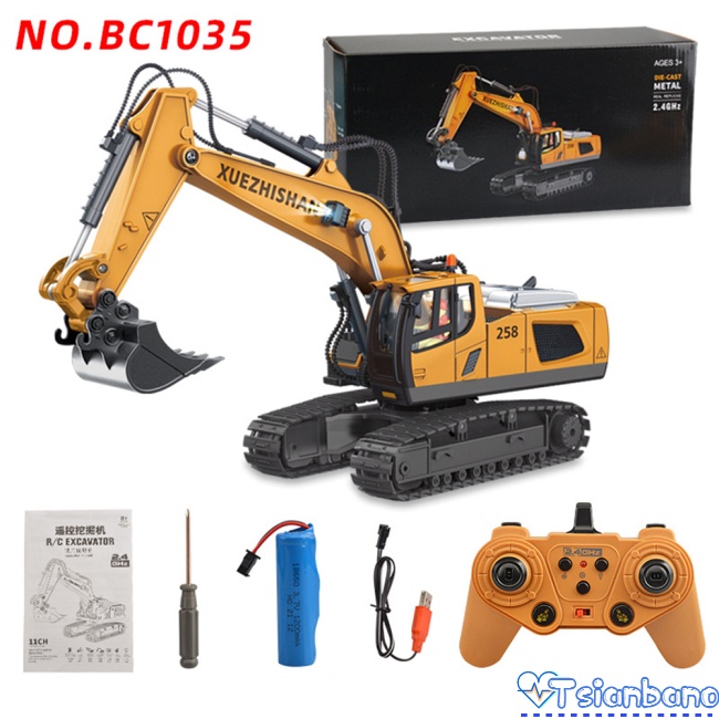 Xe Xúc Đất Đồ Chơi Điều Khiển Từ Xa 11 Kênh Tích Hợp Đèn Và Nhạc