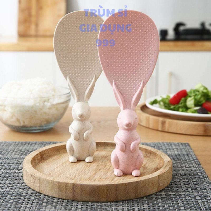 vá xới cơm lúa mạch hình tai thỏ, Thìa Muỗng Vá Xới Cơm Chống Dính Hình Tai Thỏ Xinh