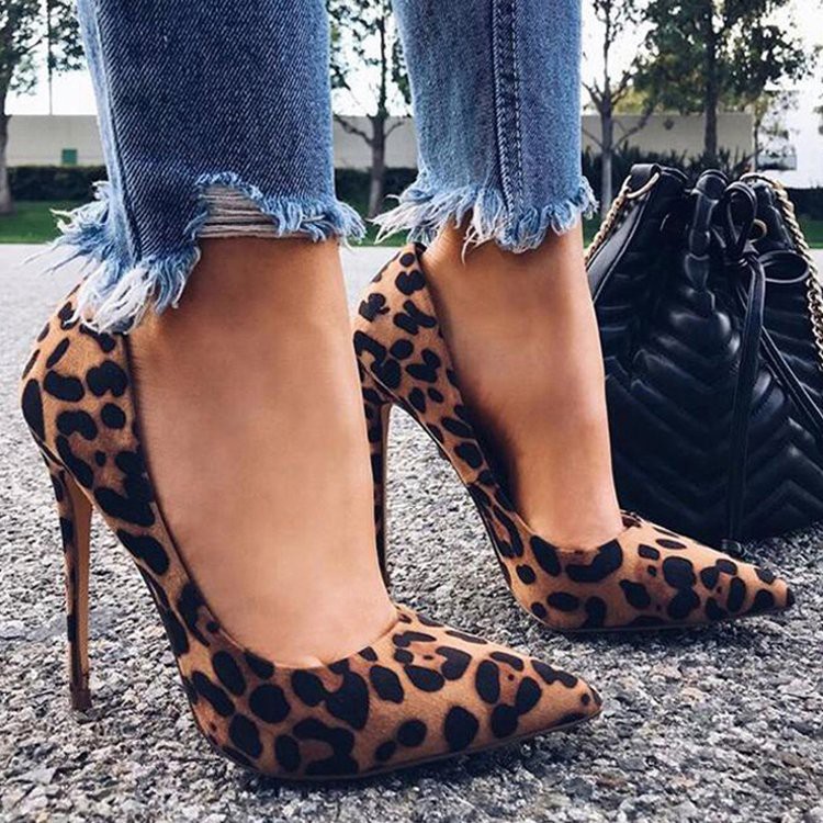 Giày Cao Gót Họa Tiết Da Báo Size 36-41) 4.33 Inch