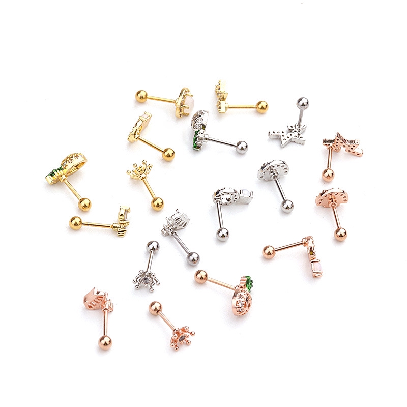 1 Chiếc Khuyên Tai Bằng Thép Dài 6mm