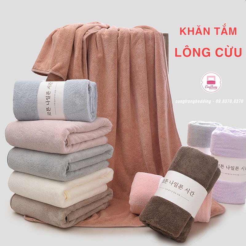 Khăn tắm lông cừu siêu mềm khổ lớn 70cm x 140cm - Thấm Hút Nước Cực Tốt Đủ Màu