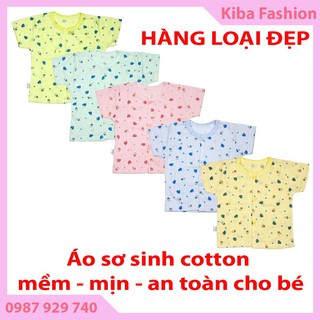 [Hàng đẹp] Áo sơ sinh cộc tay khuy giữa cho bé từ 2-6kg (Cotton 100%, mềm mịn, thoáng mát, an toàn cho bé)