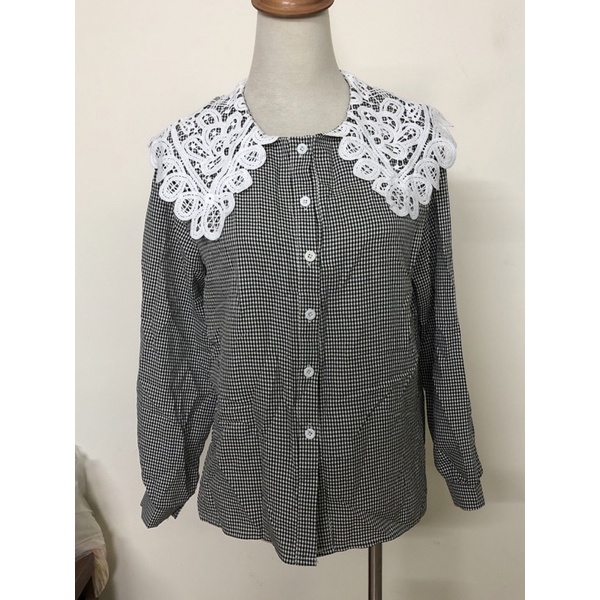 size m to L nhỏ áo sơ mi thô pha kẻ caro đen mới đét cổ độc lạ điệu 2hand