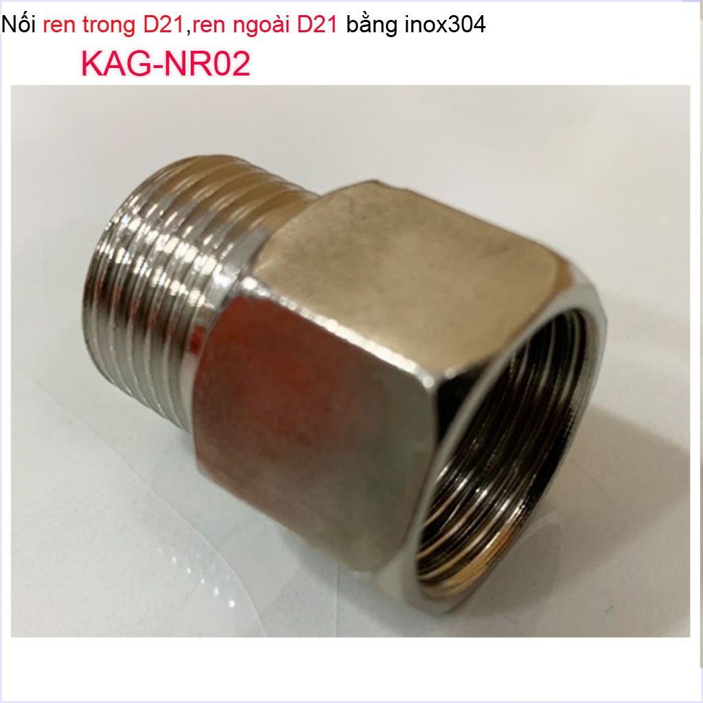 Nối ren trong ren ngoài D21 Nixcor KAG-NR01 đồng, Đầu nối đổi ren KAG-RN02 inox- Phụ kiện đổi ren Inox-Đồng (cà Rá)
