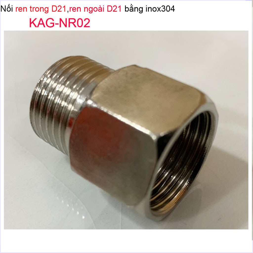 Nối ren trong ren ngoài D21 Nixcor KAG-NR02 Inox, Đầu nối đổi ren - Phụ kiện đổi ren Inox (cà Rá)