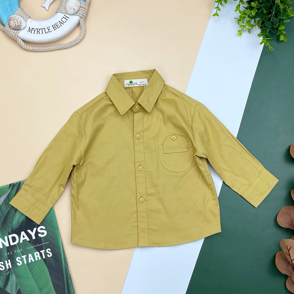 Áo sơ mi bé trai túi tròn litibaby size từ 10-31kg