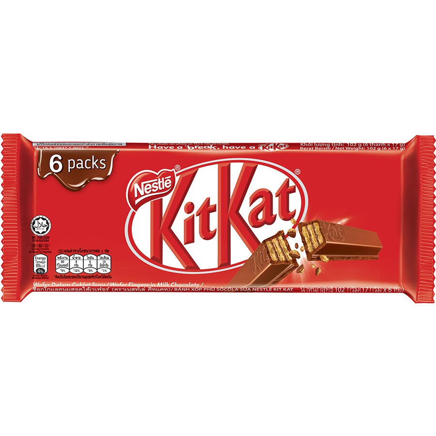 Sôcôla Nestlé KitKat 2F Thái Lan (Vỉ 6 thanh x 17g)