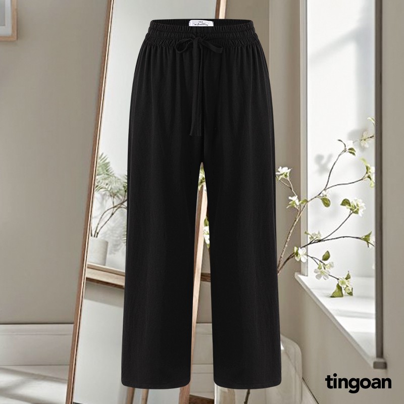 Quần ống rộng xuông đũi mát chun co giãn đen tingoan BENNY CULOTTES/BL | BigBuy360 - bigbuy360.vn