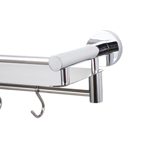 Kệ đựng gia vị inox dán tường 50cm kèm 6 móc tiện lợi