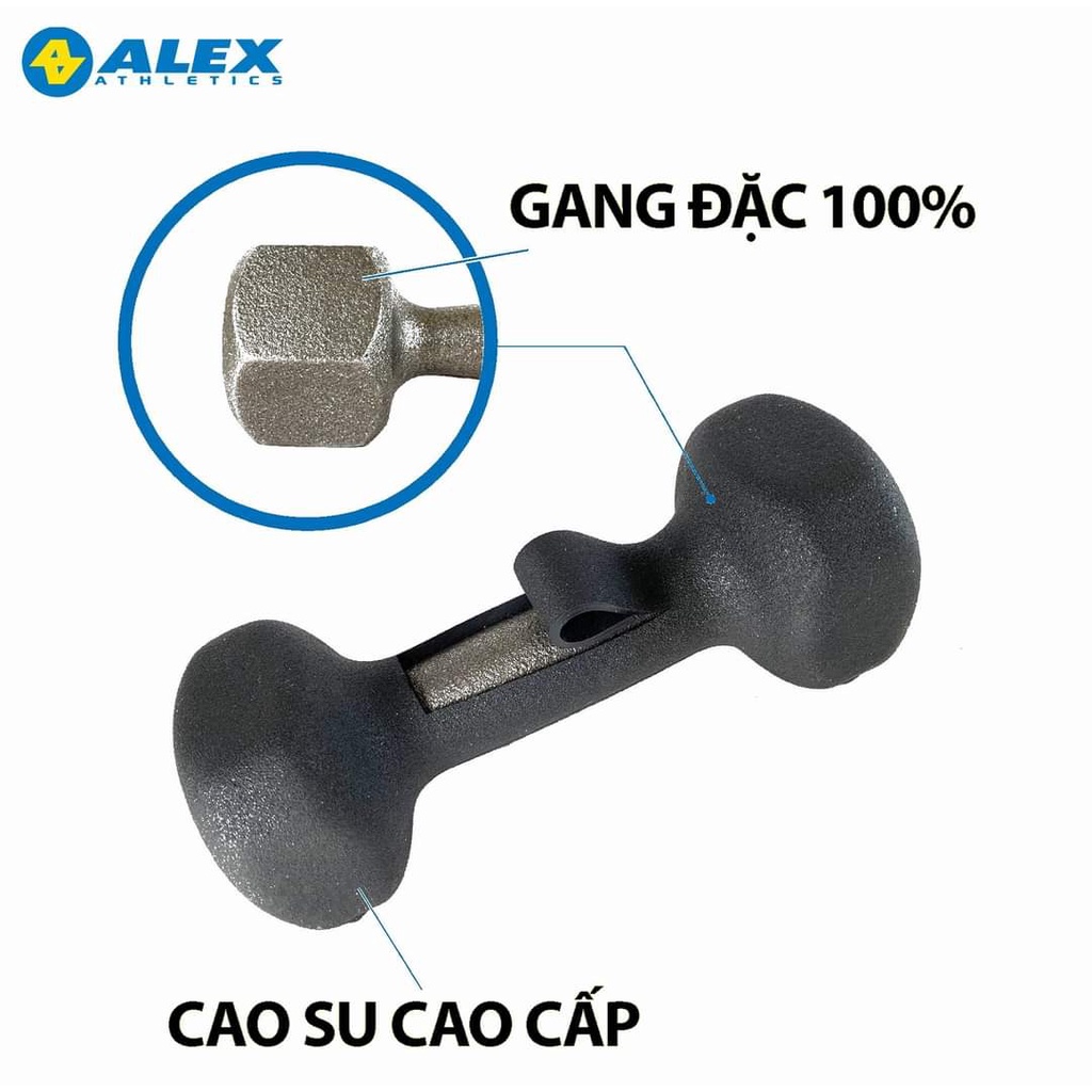 Tạ tay 3kg bọc cao su tự nhiên cao cấp, an toàn, tạ lõi gang đặc, thể dục, thể thao, gym, yoga, 8sport