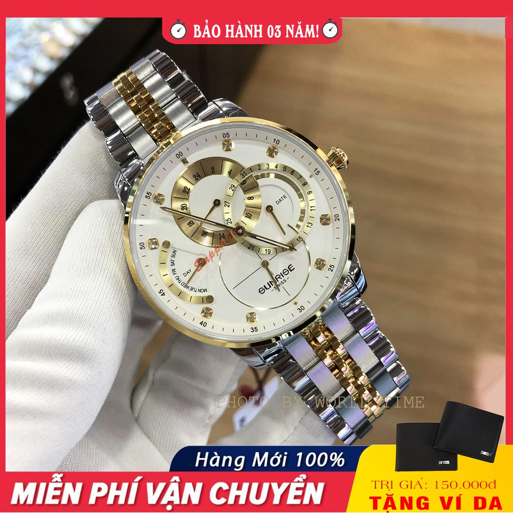 Đồng hồ nam Sunrise 1146SA FD full hộp, thẻ bảo hành 3 năm, kính sapphire chống xước, chống nước