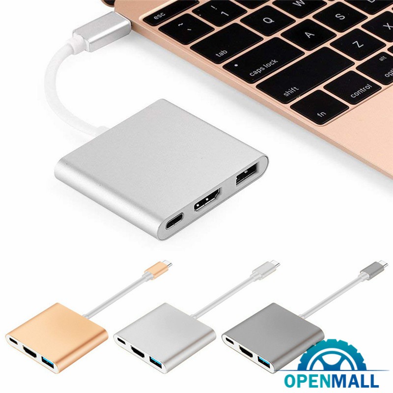 Bộ chuyển đổi 3 cổng OM Type C USB 3.1 - USB-C 4K HDMI USB 3.0 cho Apple Macbook