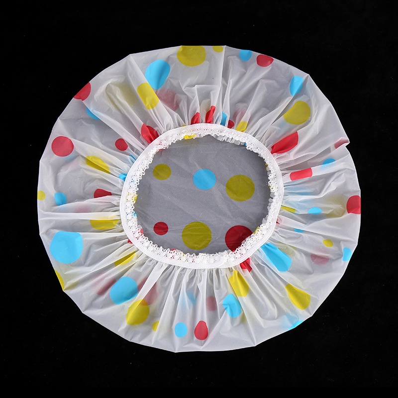 Mũ trùm tóc in hoa hình dễ thương viền ren mỏng chống nước