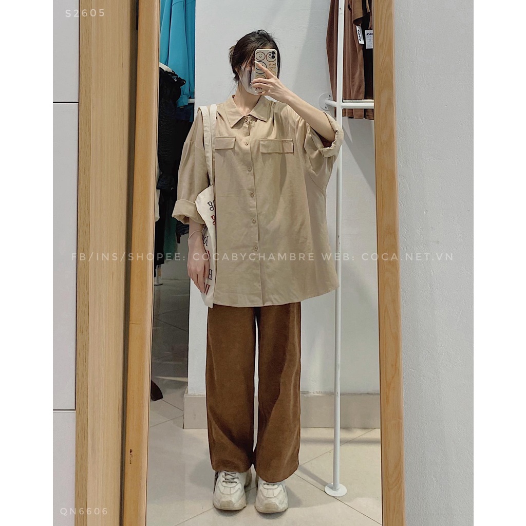 [QN6606] Quần nhung suông trơn lưng chun form dài (Có sẵn/Ảnh thật)
