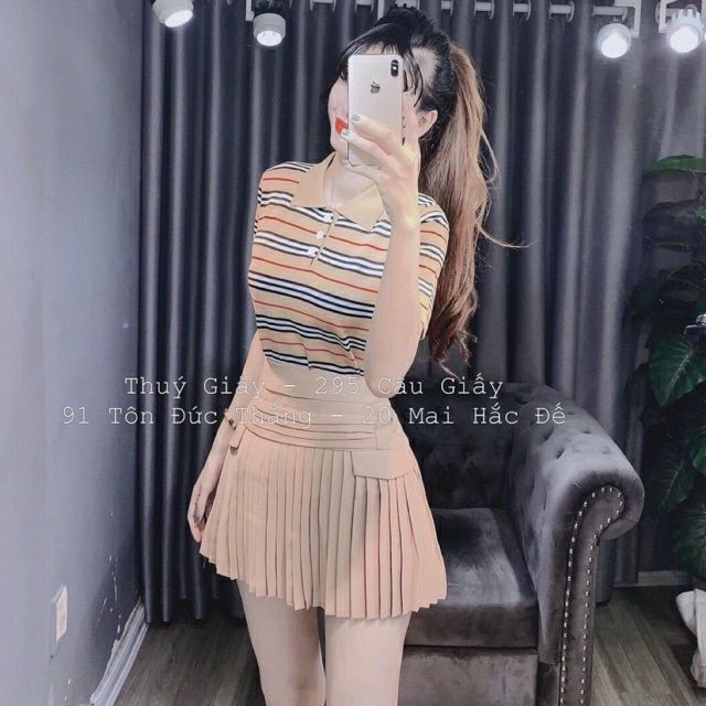 Áo phông kẻ cổ bẻ
