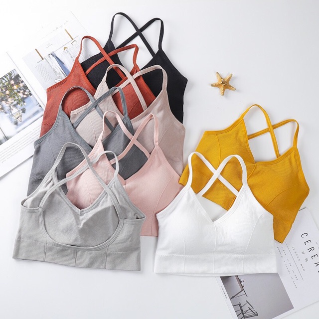 Áo Bra Nữ(FREESHIP)Áo Bra Dây Chéo Đệm Bàn Tay 2020 gym/yoga Phiên Bản Kết Hợp Siêu Hot