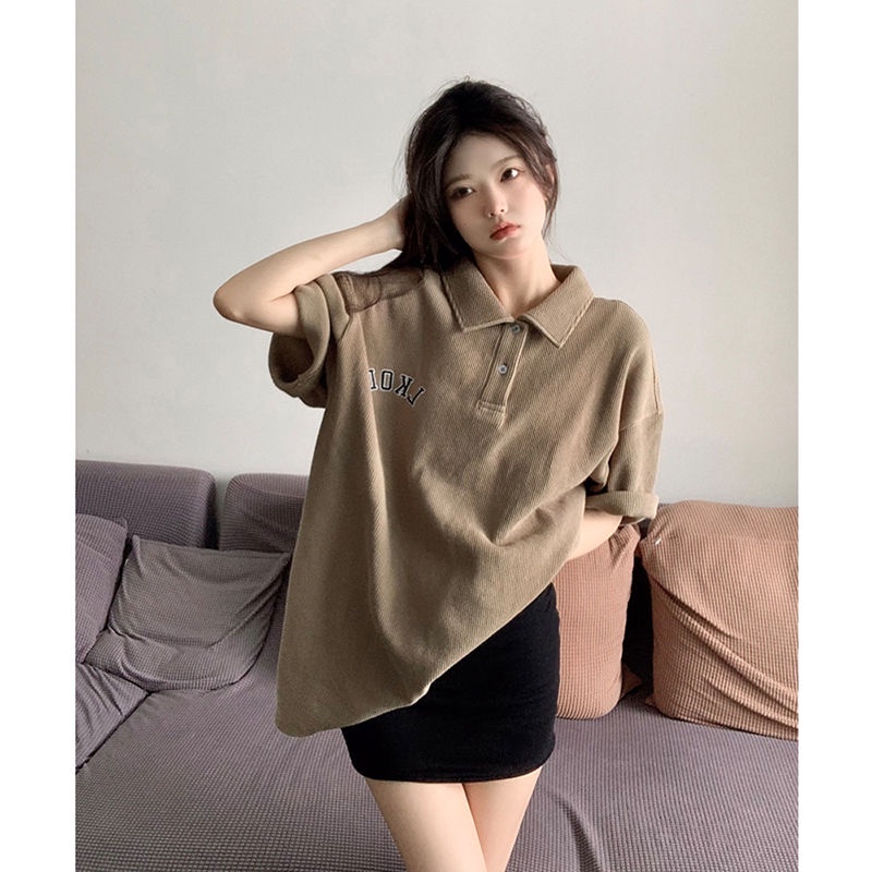 Áo polo nam nữ unisex tay lỡ form rộng