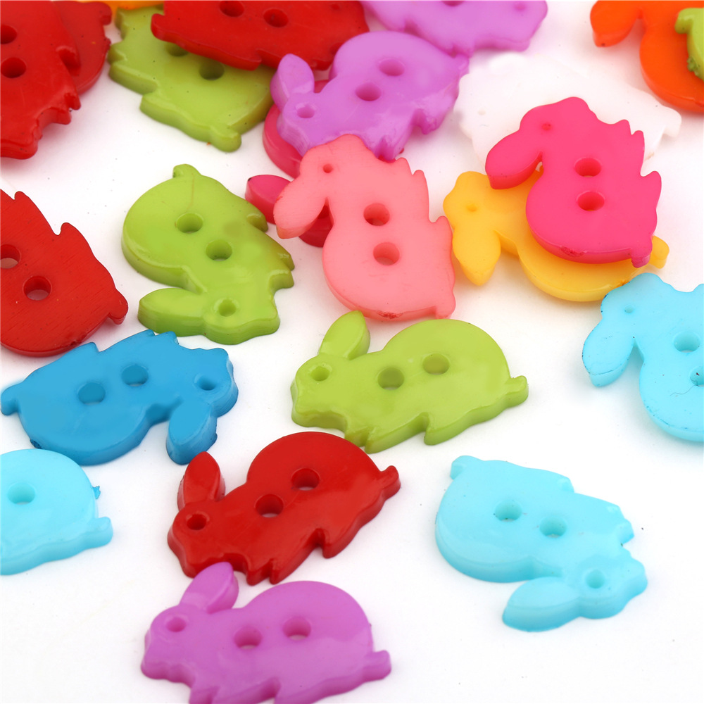 HANDMADE Bộ 200 Cúc Áo Nhựa 2 Lỗ Hình Thỏ Đáng Yêu