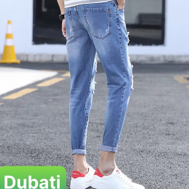 QUẦN JEAN NAM CHẤT BÒ XANH WASH RÁCH DU XUÂN MỚI NHẤT- DB 1900- DUBATI FASHION