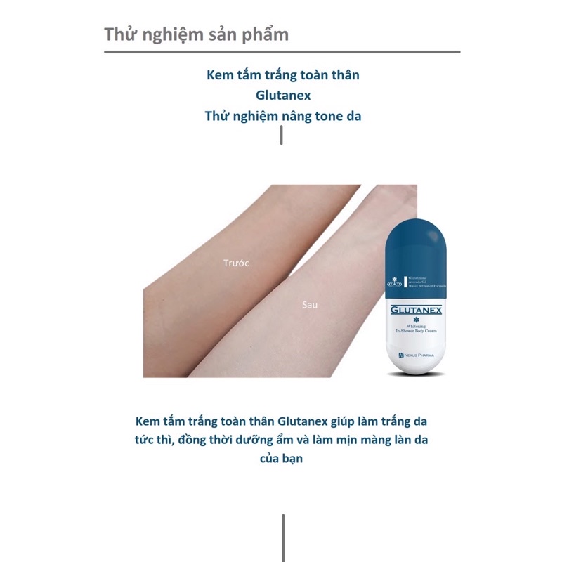 Kem sữa tắm trắng da glutanex in shower body cream nâng tone trắng sáng