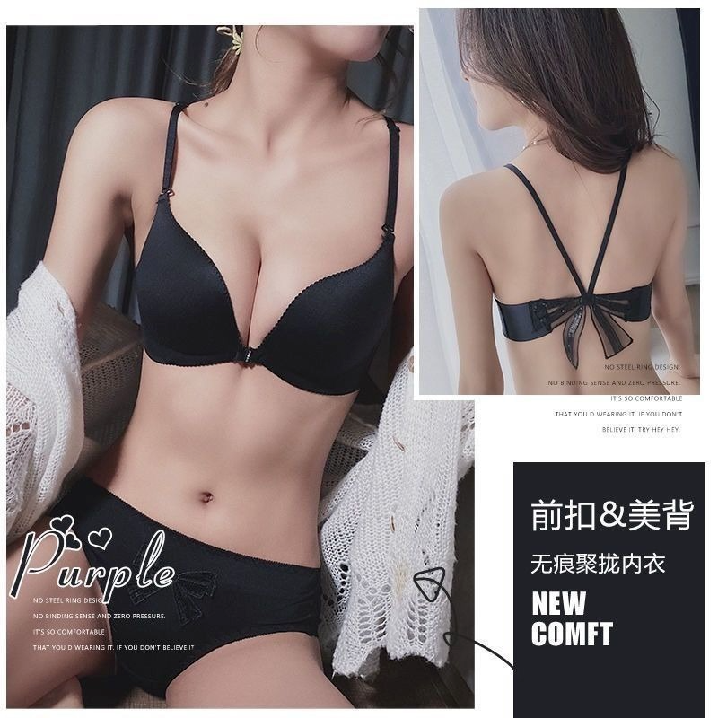 Áo Ngực Không Dây 3 / 4 Cúp Cài Trước Đính Nơ Xinh Xắn Cho Nữ