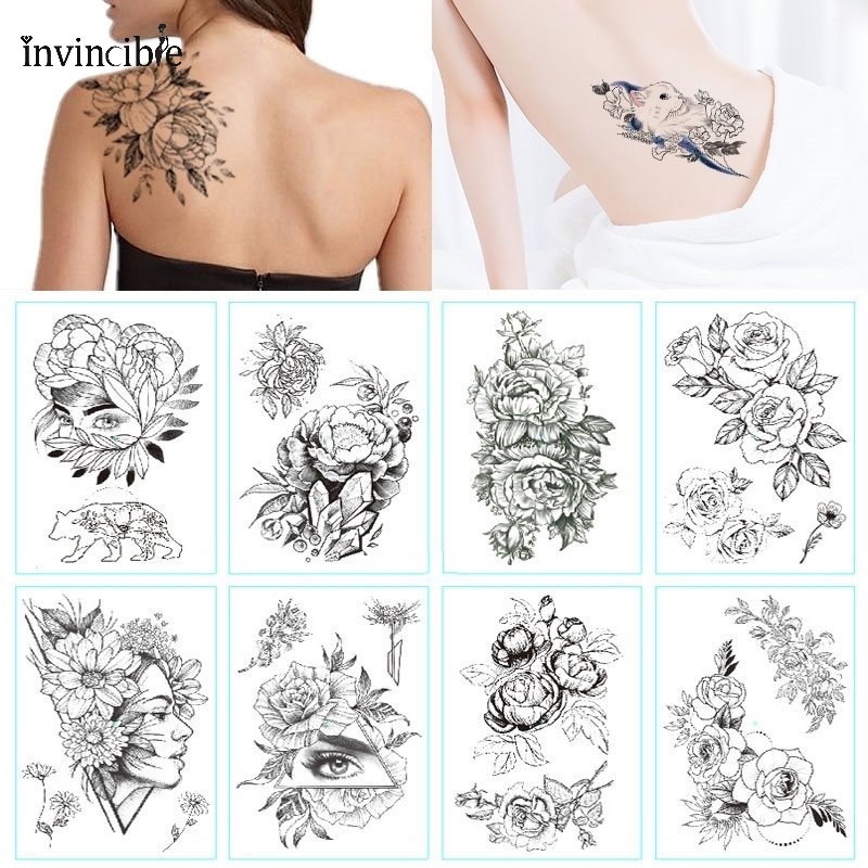 Realistic Flower Body Art Painting Arm Legs Tattoos Sticker/ portable Temporary Waterproof Tattoo Stickers