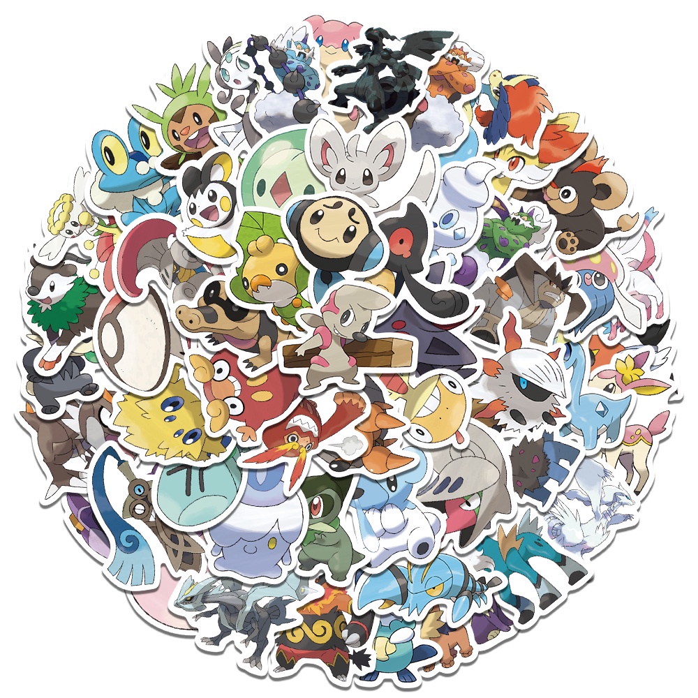 Bộ 50 Miếng Dán Chống Nước Hình Pokemon Thế Hệ 5-6 Dễ Thương Cho Trẻ Em
