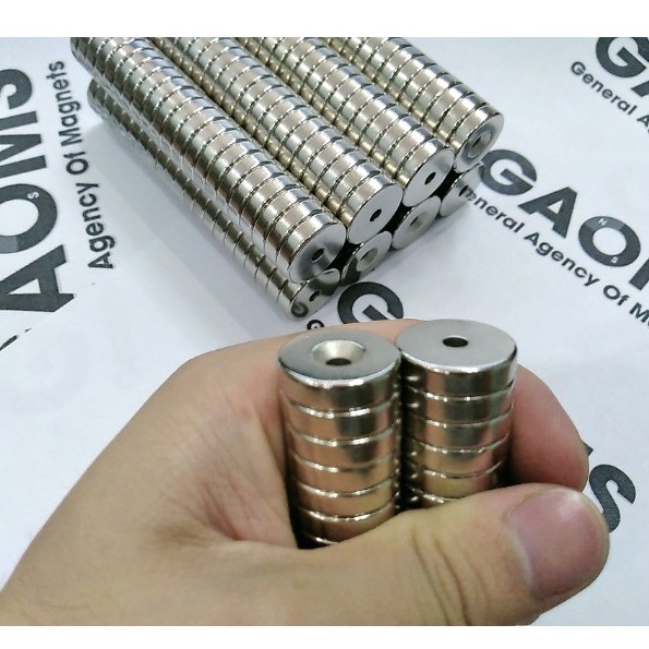 Nam châm tròn đất hiếm siêu mạnh có lỗ bắt vít cố định GAOMS,