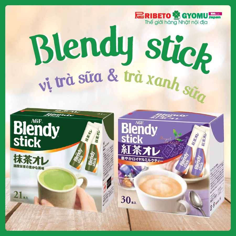 Hồng trà sữa Blendy 30p và Trà macha sữa Blendy 21p - Hàng nội địa Nhật
