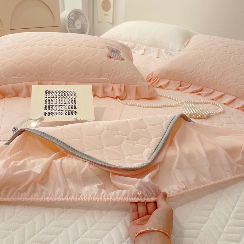 Chiếu điều hoà mủ cao su non bo chun gấu ReMe thương hiệu thoáng mát (tặng kèm 2 vỏ gối cùng bộ)