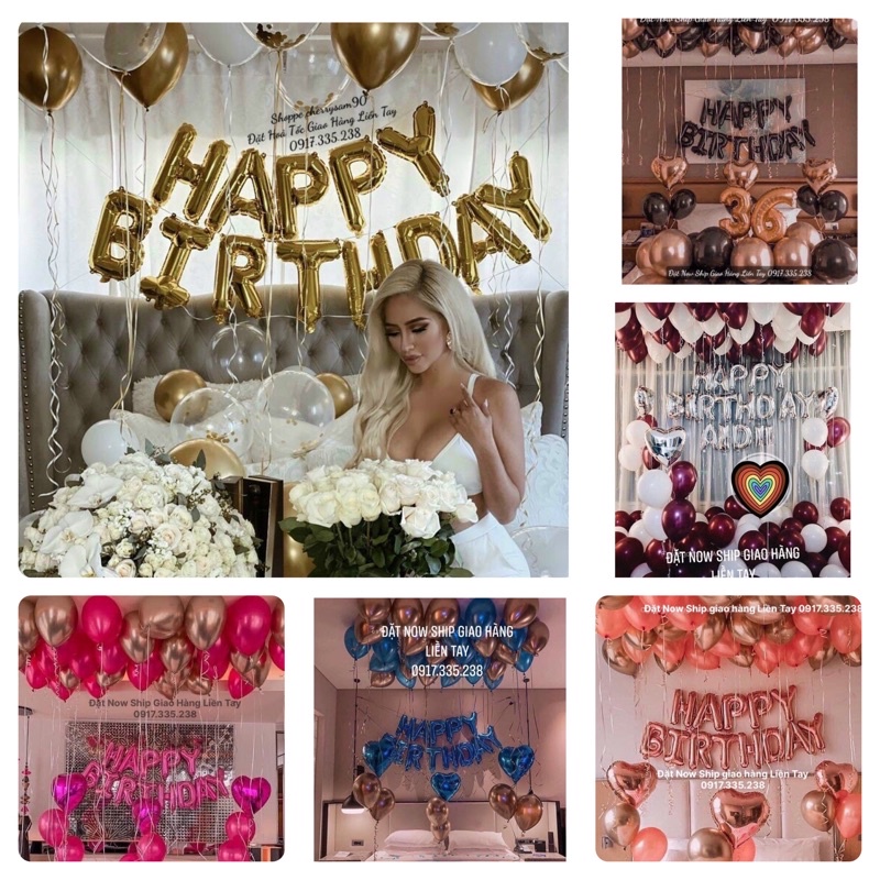 Set Bóng Chữ HPBD Sắc Màu Phối Báng Siêu Nhũ Kiểu Mới Xinh Sang