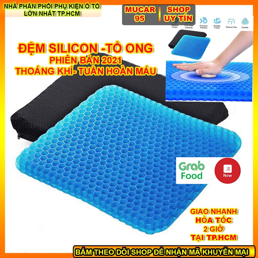 Đệm Ngồi Thoáng Khí Chống Trĩ 3D 2 Lớp Đệm Gel Tổ Ong Lót Ghế Trên Ô Tô Giúp Tuần Hoàn Máu,Chống Đau Mỏi Lưng