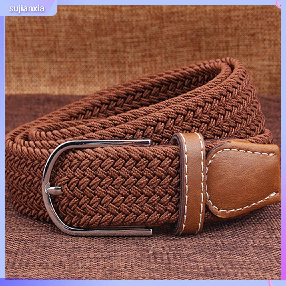 Sujianxia| Thắt Lưng Dây Bện Co Dãn Có Khóa Kim Loại Thời Trang Cho Nam Và Nữ