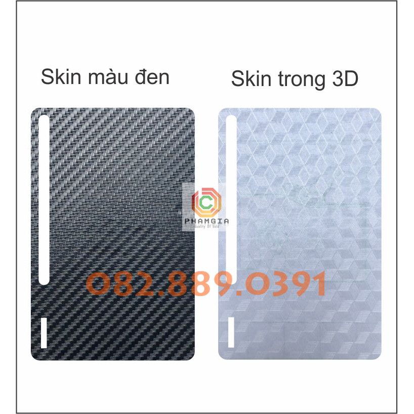 Miếng dán mặt lưng skin carbon Samsung Galaxy Tab S7 (mã SM T870 T875 T876B) | Tab S7+ (Plus) (mã (SM T970 T976B)
