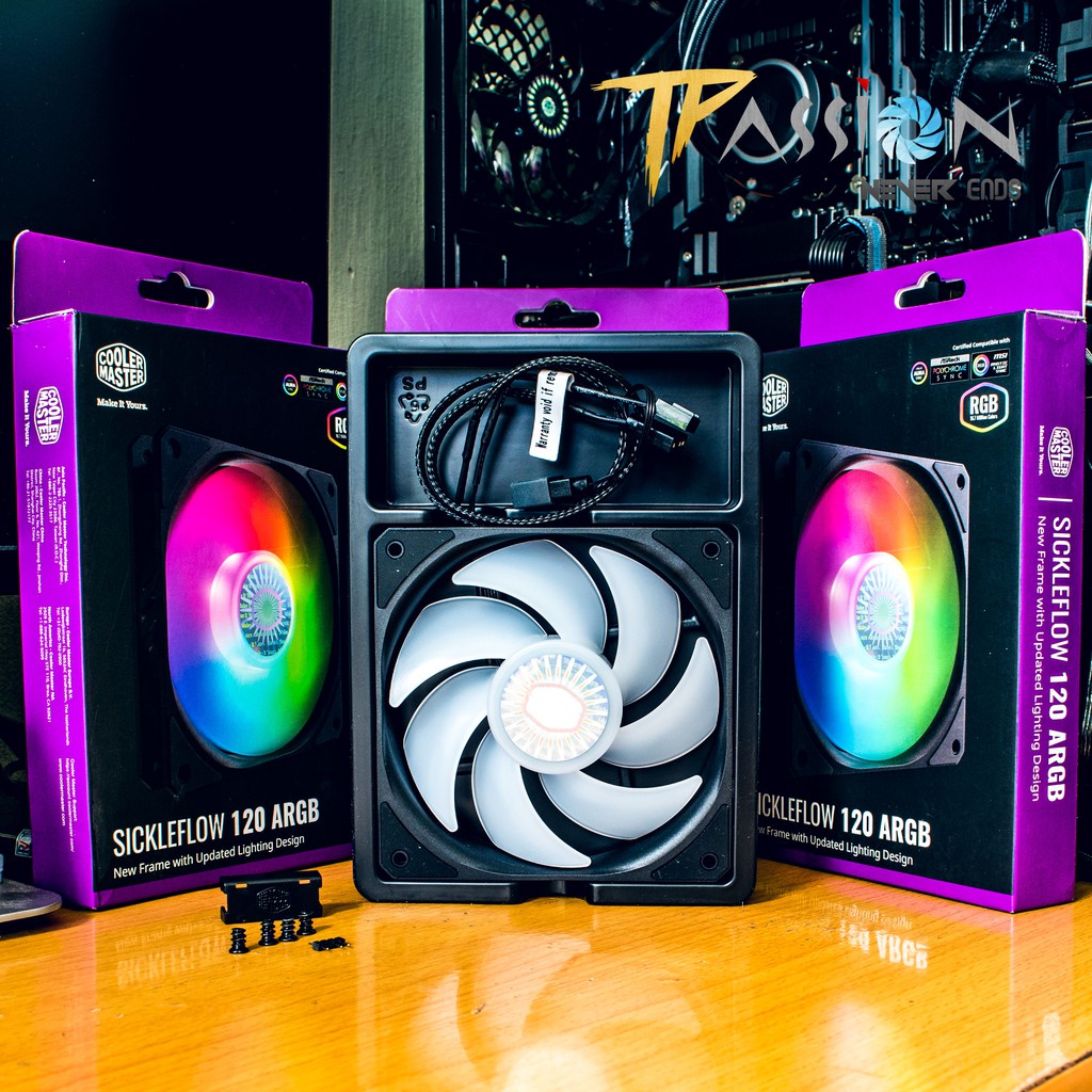Quạt Fan Case Cooler Master SickleFow 12cm Không LED, LED White, Red, Blue, RGB, ARGB