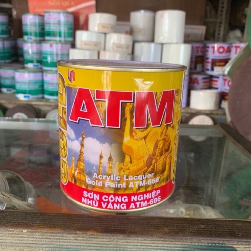 Sơn Nhũ Vàng ATM-666 lọ 875ml( tặng kèm chổi sơn)