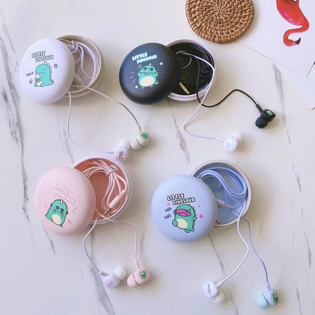 Tai nghe nhét tai khủng long nhiểu màu sắc jack cắm tròn 3.5mm có micro dễ sử dụng